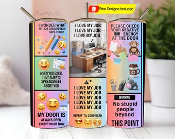 Envoltorio divertido para vaso de oficina, diseño de sublimación para vaso delgado de 20 oz, descarga digital de archivo PNG, regalo divertido para compañeros de trabajo, envoltorio divertido para vaso