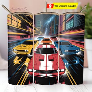 Muscle Car Tumbler Wrap Cars Lover Tumbler Wrap Sublimation Design PNG Vintage Car 20 oz Straight Skinny Tumbler Template Classic Retro Car