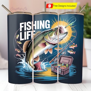 Fisherman Tumbler Wrap PNG, Fishing Life Sublimation PNG Digital Download, 20oz Skinny Straight Tumbler Wrap, Bestseller tumbler wrap