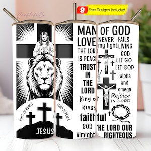 Christian Man Of God 20 oz Skinny Tumbler Sublimation PNG, Bible Verse Skinny Tumbler Design, Religious 20oz Tumbler Wrap, Digital Png