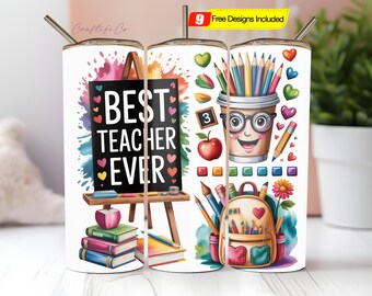 Diseño de sublimación de vaso para maestros (PNG), envoltura de sublimación para vasos para maestros, regalo de regreso a clases (PNG), envoltura delgada para vasos de 20 oz