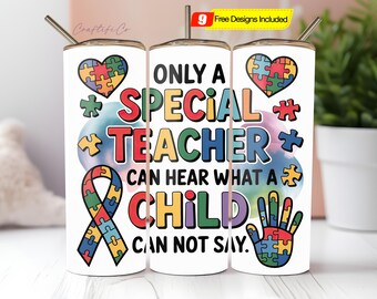 Autism Teacher 20 oz skinny tumbler PNG, tumbler wrap png, 20 oz tumbler designs, Autism life png, Autism Awareness tumbler png download
