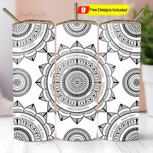 Swear Words Mandala Tumbler Wrap PNG, Mandala Tumbler Design, Swearing Wrap PNG, Sublimation Design, Digital Download, Skinny 20oz Tumbler