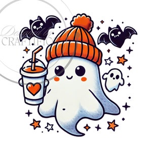 Cute Ghost Png, Halloween Png, Pumpkin Coffee Png, Bougie Ghost Png, Here For The Boos, Fall Sticker Png, Spooky Season Png, Sublimation