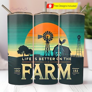 20 oz Skinny Tumbler Life is Better on the Farm Sublimation Design Digital Download PNG Instant DIGITAL, Barn Field Rustic Ranch Windmill