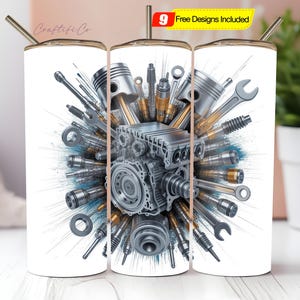 Mechanic Tumbler Wrap Laser 20oz PNG, Mechanic Custom Name Design, 20oz rotary full wrap instant download Father&#39;s Day Tumbler
