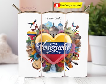 Venezuela Tumbler Wrap 20 oz, Venezuela Flag Tumbler PNG, Patriotic Skinny Tumbler Sublimation, Venezuela Termo Wrap, Digital Download