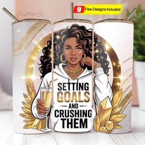 Created With A Purpose Black Woman Tumbler Wrap 20oz Skinny Tumbler Design She Is Tumbler Black Girl Magic Tumbler PNG Digital