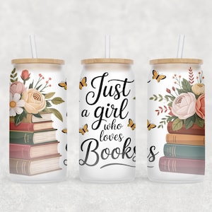 Books Libbey Glass Wrap, 16 Oz Glass Can Wrap, Book Lover Glass Tumbler Wrap, Book Nerd Glass Can Sublimation Wrap PNG Design Download