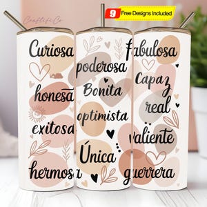 Spanish Positive 20oz Design PNG, Mujer Motivational 20oz wrap, Digital Sublimation design, 20oz Digital Design, Espanol Tumbler Design