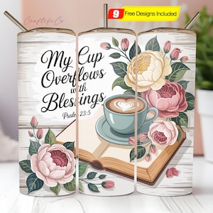 Christian Tumbler Wrap, Blessed 20 Oz Sublimation Tumbler PNG Design, Inspirational Bible Verse Tumbler Design Digital File Download