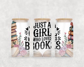 Books Libbey Glass Wrap, 16 Oz Glass Can Wrap PNG, Book Lover Glass Tumbler Wrap, Book Nerd Glass Can Sublimation Wrap Design Download