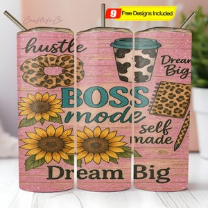 Boss Mode Tumbler Wrap, Donna imprenditrice 20 oz Skinny Sublimation Tumbler PNG, Design Tumbler Donna imprenditrice