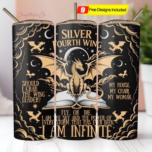 Fourth Wing Tumbler Wrap PNG, Iron Flame Fantasy Bookish Digital Download, 20 oz Sublimation Design, Dragon Book Lover Gift, Dark Academia