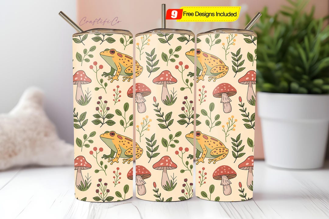 Cute Frog Tumbler Wrap 20oz Sublimation Cottagecore Design Tumbler Wrap ...