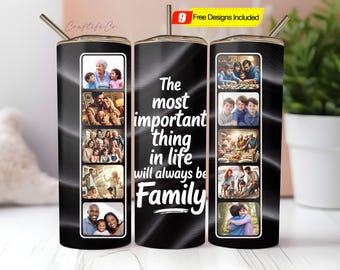 Family Photo Tumbler Wrap 20 oz Skinny Design PNG Digital Download