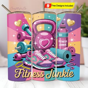 Gym Tumbler Wrap PNG, Fitness Sublimation Design, 20oz Motivational Tumbler, Gym Life Workout Tumbler Wrap, 3D Fitness Design