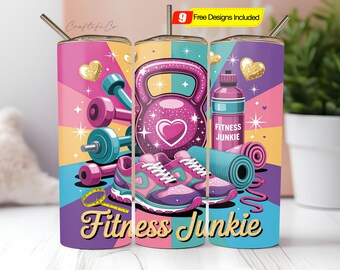 Gym Tumbler Wrap PNG, Fitness Sublimation Design, 20oz Motivational Tumbler, Gym Life Workout Tumbler Wrap, 3D Fitness Design