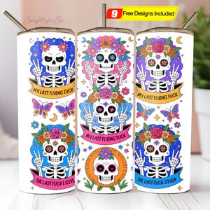 Sarcastic Tarot Cards Tumbler Wrap, Sweary Witchy Skeleton 20oz Skinny Straight Tumbler Wrap Sublimation Design, Funny Tumbler PNG Download