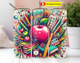 Personalized Teacher Tumbler Wrap Png: Back To School Design Digital Download