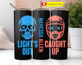 Vaso Lights Out & Caught Up PNG, diseño de sublimación de vaso delgado de 20 oz, descarga digital PNG, diseño de vaso de 20 oz