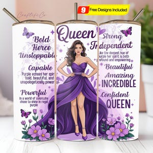Inspirational Black Woman Tumbler Wrap PNG, 20oz Skinny Tumbler Sublimation Designs, Positive Affirmations Black Girl, PNG Digital Download
