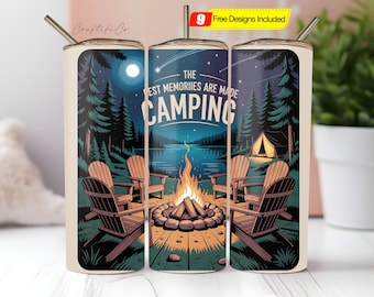 Camping Tumbler Wrap, Camping Sublimation, Best Memories Camping, 20oz skinny tumbler wrap sublimation design, Camp PNG
