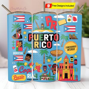 Tumbler Skinny 20oz Puerto Rico PNG, Boricua sticker Desings download
