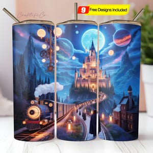 Magic World Tumbler Wrap, 20 oz Skinny Tumbler Wrap PNG, Wizard Tumbler Design, Straight Tapered, Wizard School, Digital Download