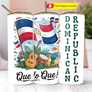 Dominican Republic 20oz Skinny Tumbler PNG Sublimation Design, Dominican Flag Tumbler Wrap, Digital Download, Bandera Dominicana Design png