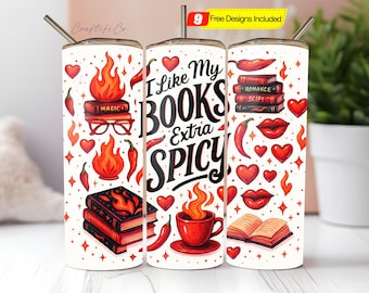 Spicy Book Tumbler Wrap PNG Design, Funny Smut 20 Oz Skinny Tumbler Sublimation, Bookish Smut Smutty Reader Reading Tumbler PNG Design