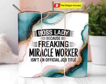 20 oz boss lady Skinny Tumbler Sublimation, PNG Skinny Tumbler Design, Sublimation Templates, 20oz Tumbler PNG, Tumbler PNG Digital Download