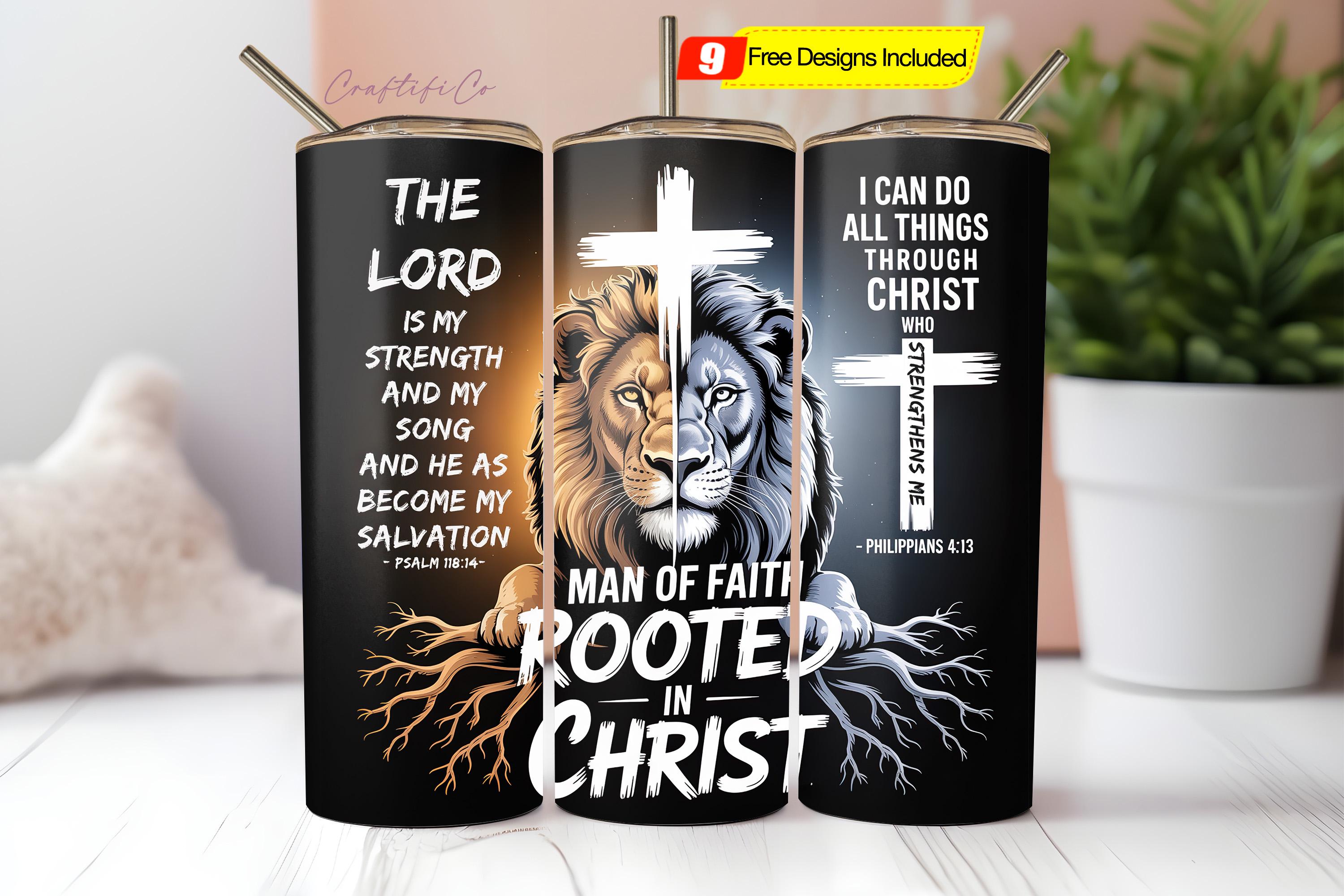 Man Of Faith Tumbler Wrap PNG, Rooted In Christ Tumbler Wrap,  Bible Verse 20oz Tumbler, Christian Man Tumbler Wrap, Instant Download