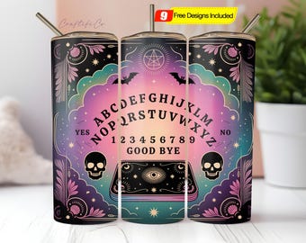 Celestial Spirit Board Tumbler Wrap  20oz Skinny Witchy Vibes  Digital Download PNG for Halloween  Seance
