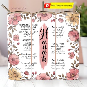 Bible Verses 20 oz Skinny Tumbler Christian Tumbler Wrap Affirmations Tumbler, Bible Tumbler PNG, Add Your Own Name Tumbler Digital Download