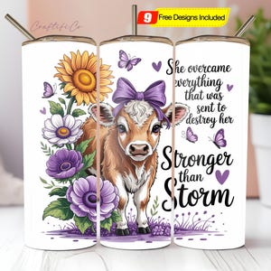 Highland Cow Tumbler Wrap, 20oz Skinny Sublimation Tumbler Design PNG, Affirmation Sublimation Wrap, Floral Inspirational Tumbler Downloads