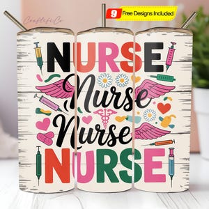 Nurse 20 oz skinny tumbler PNG sublimation design download, Nurse tumbler wrap png, 20 oz tumbler designs, tumbler png download