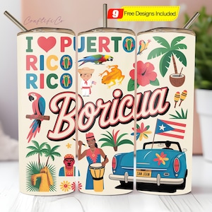 Puerto Rico Tumbler Wrap PNG, Puerto Rico Flag Tumbler Wrap, Digital Download, Soy Boricua Design, Puerto Rico Boricua Digital png Design