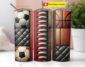 Baseball Basketball Soccer Football 20oz skinny tumbler PNG, sports tumbler wrap png, game balls 20 oz tumbler designs, tumbler png download