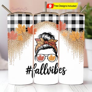Fall Vibes Tumbler PNG, Hello Fall Tumbler Sublimation Design Download, 20oz Skinny Tumbler Design Png, Autumn Vibes, Thanksgiving