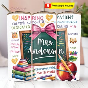 Customizable Teacher Appreciation Gift 20 oz Skinny Tumbler Sublimation Design Digital Download PNG Digital, Teacher Tumbler Wrap