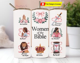 Women of the Bible 20 oz Tumbler Wrap Coquette Christian Affirmation Tumbler Wrap Sublimation 20 Oz Wrap Faith Biblical Women PNG