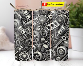 Mechanic Tumbler Wrap: Custom Name Design 20oz Digital Download PNG