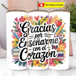 Spanish Teacher Tumbler Wrap Seamless Sublimation Teacher Appreciation Design PNG, 20 oz Skinny Tumbler Wrap Teacher Life Tumbler PNG
