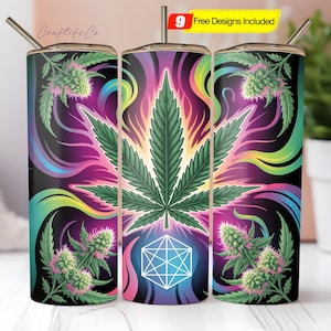 Marijuana Leaf Tumbler Wrap PNG, 20oz Skinny Tumbler Sublimation Straight Design, Marijuana Tumbler Wrap Digital Download