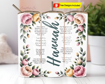 Vaso delgado de 20 oz con versículos bíblicos, diseño cristiano, afirmaciones, imagen PNG de la Biblia, descarga digital para personalizar tu vaso con tu nombre.