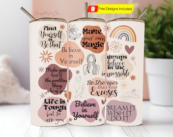 Positive Affirmation 20 oz tumbler wrap, motivational, skinny tumbler, positive words, PNG