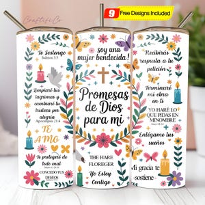 Promesas De Dios Para Mi Wrap PNG, 20Oz Skinny Sublimationsbecher Design, Bibel Vers Sublimationsdesign Png, für gerade / konische Becher