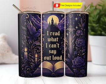 Dark Romance Buch Tumbler Wrap PNG, Bookish Lover 20 Oz Skinny Tumbler Sublimationsdesign, Lese Dark Romance Fantasy Tumble PNG