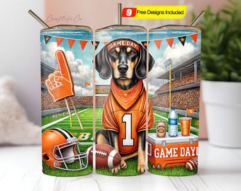 Tennessee Coonhound Tumbler Wrap, 20-uncjowy kubek z nadrukiem sublimacyjnym, Game Day All Day Digital Download PNG Funny Animal